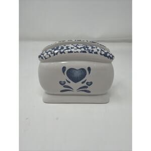 Vintage Corelle Cottagecore Jay Imports "Blue Hearts" Ceramic Napkin Holder